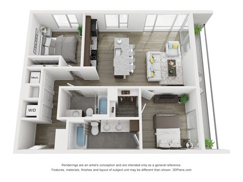 B3 Floor plan  at South Falls Tower, Richmond, VA, 23224